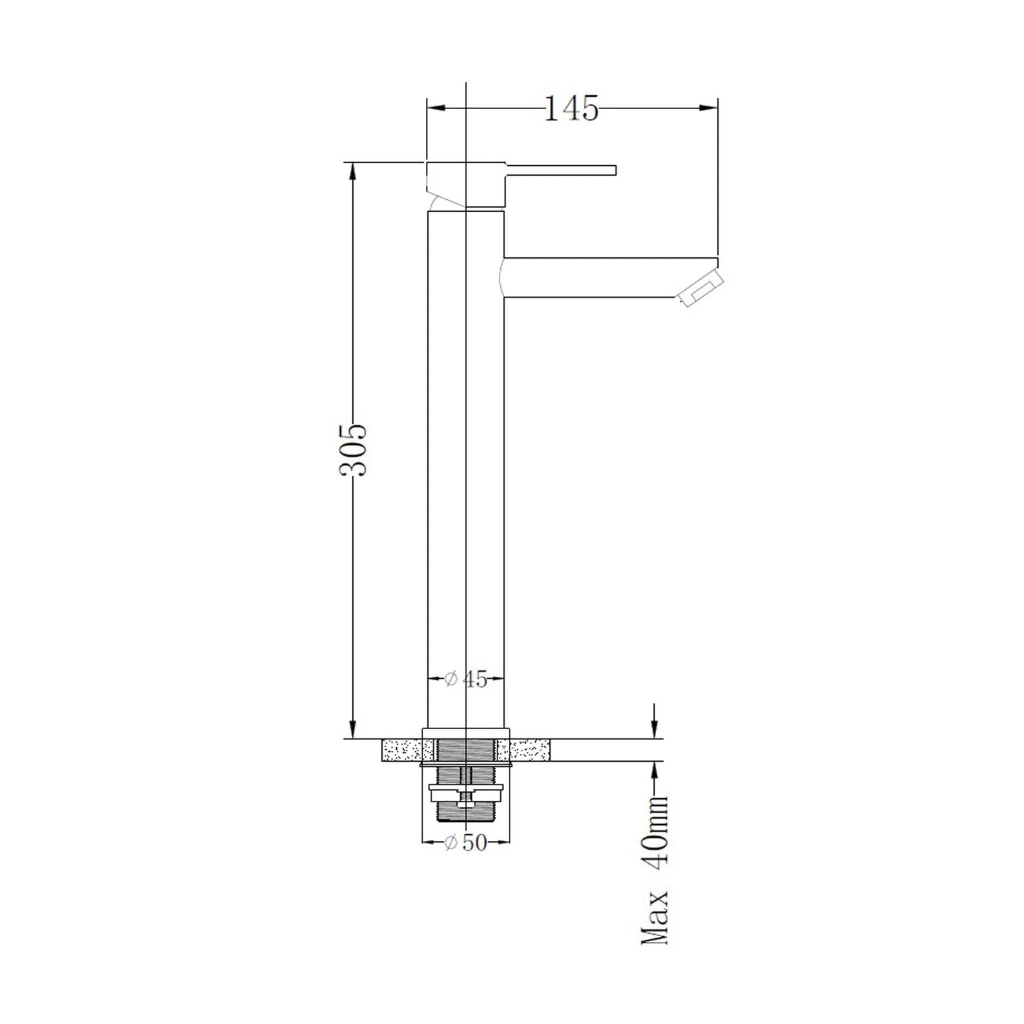 Baterie Lavoar Inalta cu Ventil Scurgere Click-Clack, din Inox, Satinat - KORMAN