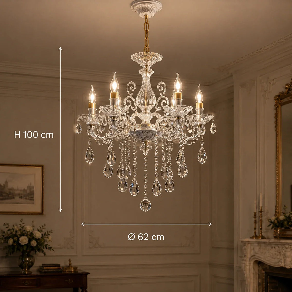 Candelabru SANSSOUCI 6xE14 Cristal si Metal – Design Clasic, Alb Argintiu - 01_CC220-6WH.png