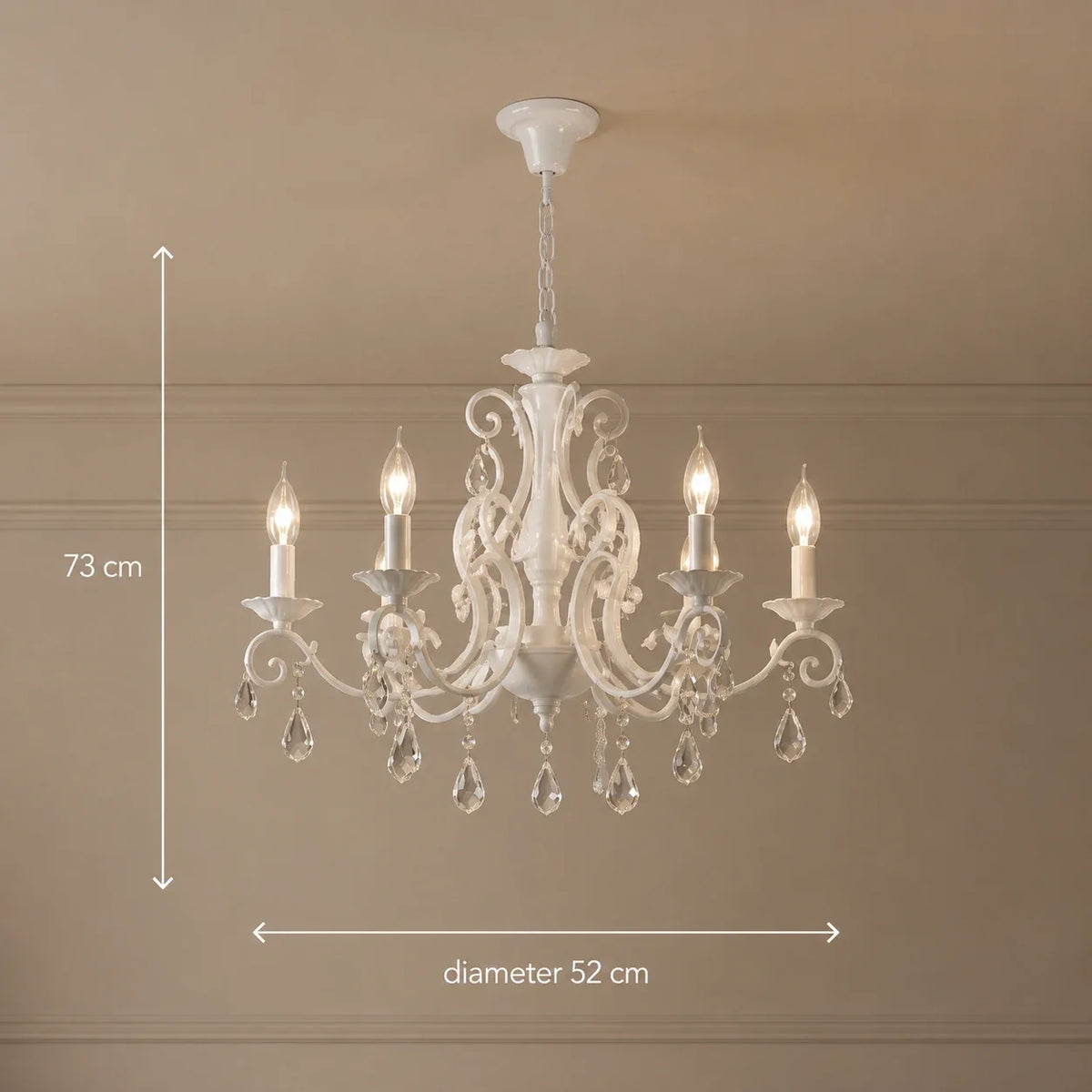 Candelabru DELLI SANTI 6xE14, Diametru 52cm, Alb, Inaltime Reglabila - 01_LC130-6WH.png