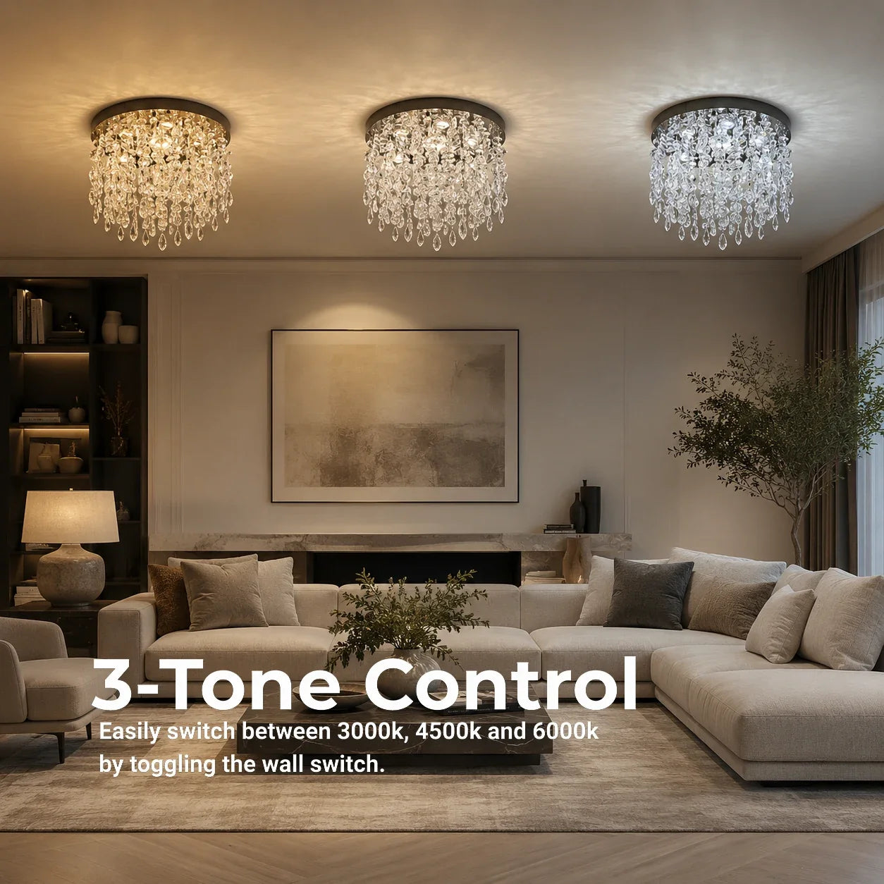 Candelabru LED Cristal LLC215/400WH Rotund, 22W, Lumina Rece/Calda/Neutra, Cristal, Auriu