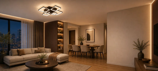 Lustra LED cu telecomanda ELLA 120W, 6 Patrate, lumina Rece/Calda/Neutra, Dimabila, Negru, Metal si Acril - 01_LT130-6BK.png