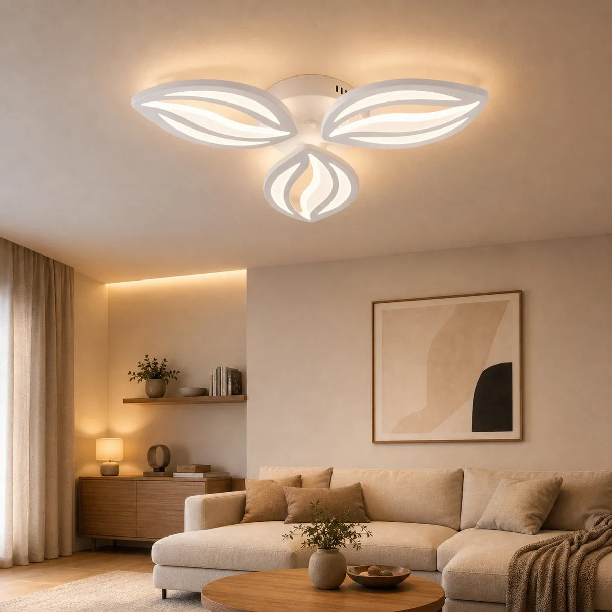 Lustra LED cu telecomanda ORCHID 40W, 3 Petale, lumina Rece/Calda/Neutra, Dimabila, Alb - 01_LT280-3WH.png