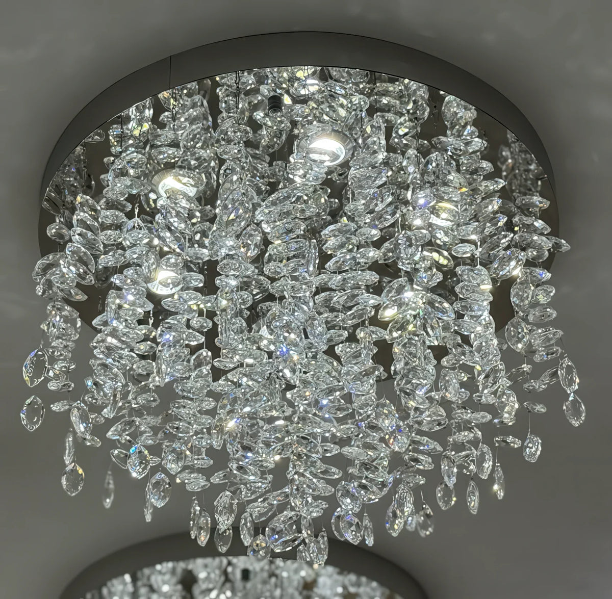 Candelabru LED Cristal LLC215/400WH Rotund, 22W, Lumina Rece/Calda/Neutra, Cristal, Auriu