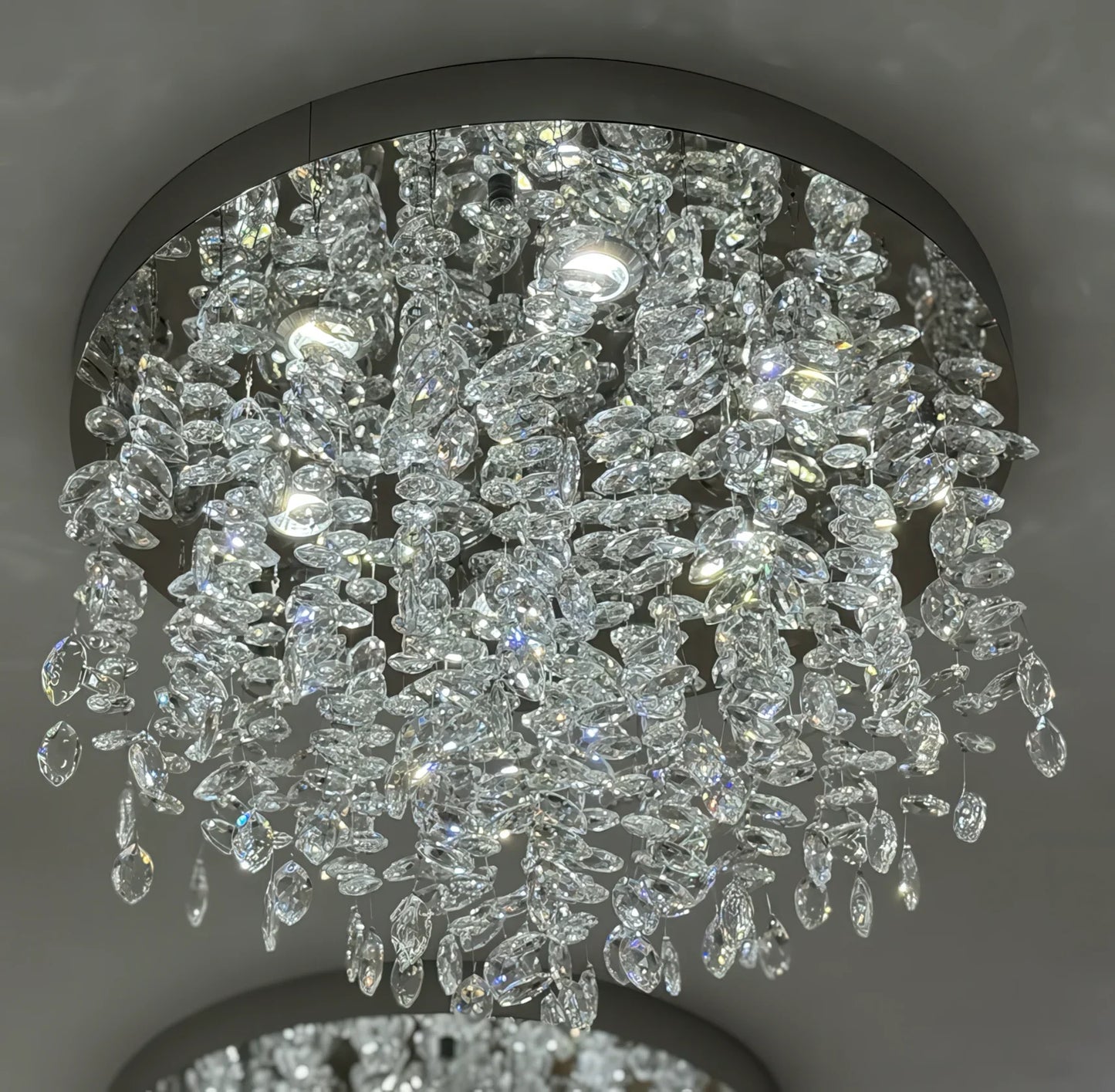 Candelabru LED Cristal LLC215/550WH Rotund, 29W, Lumina Rece/Calda/Neutra, Cristal, Auriu