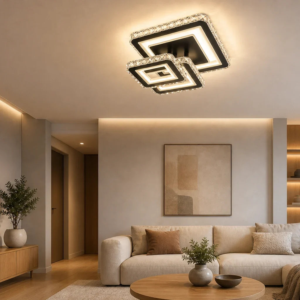 Lustra LED cu telecomanda si cristal LEILA 88W, 3 Patrate, lumina Rece/Calda/Neutra, Dimabila, Negru Crom Lucios - 03_LT078-3BK.png