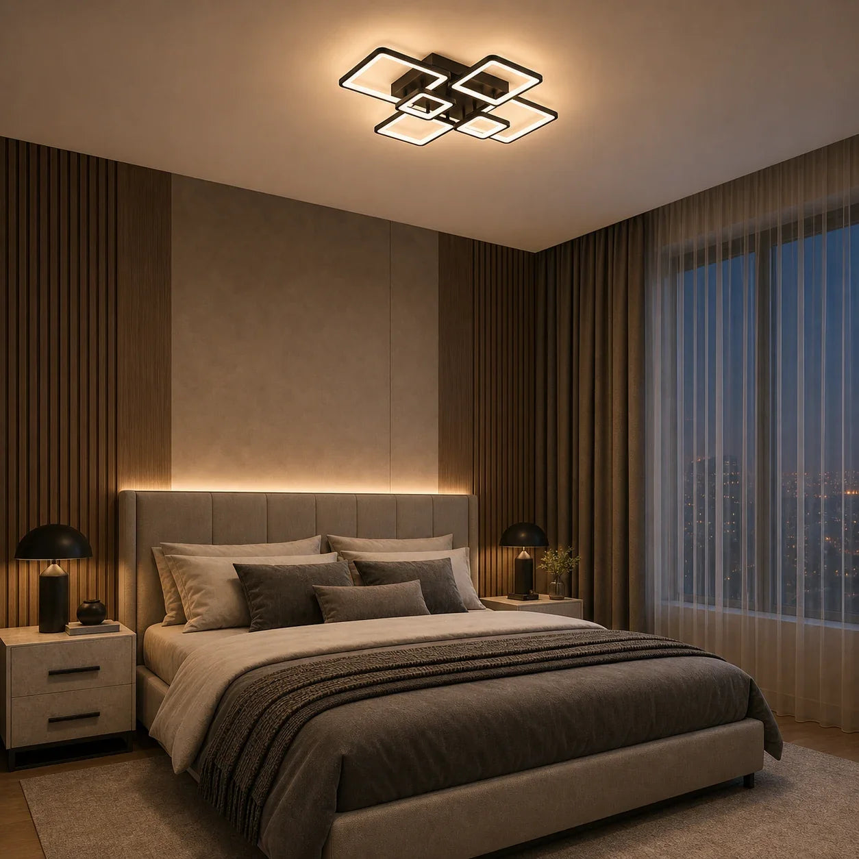 Lustra LED cu telecomanda ELLA 120W, 6 Patrate, lumina Rece/Calda/Neutra, Dimabila, Negru, Metal si Acril - 03_LT130-6BK.png