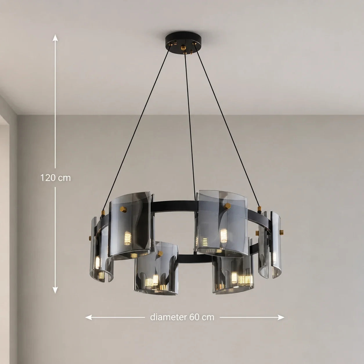 Candelabru Modern, Valmontreux Largo, 6xG9, Diametru 60cm, Negru, Inaltime Reglabila - 05_CM360-600BK.png