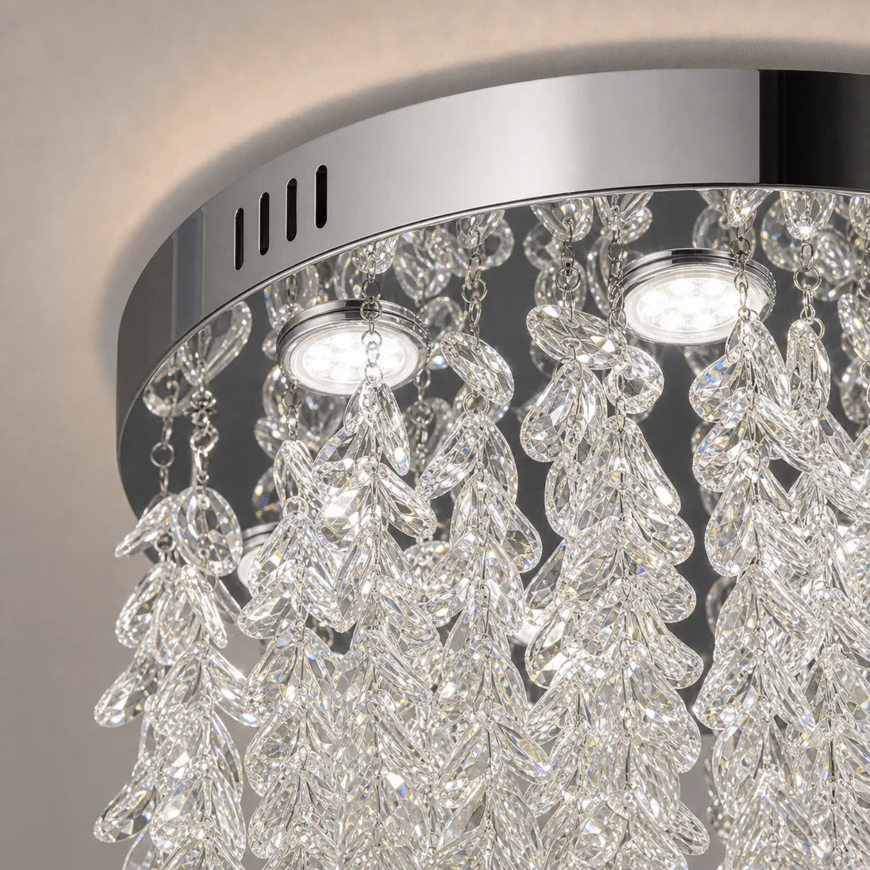 Candelabru LED Cristal LLC215/400WH Rotund, 22W, Lumina Rece/Calda/Neutra, Cristal, Auriu