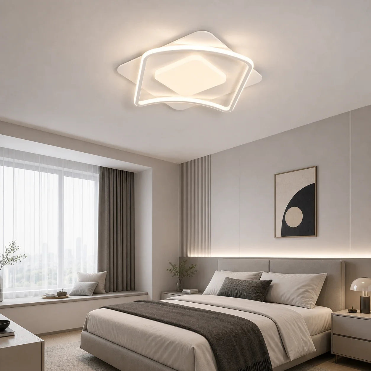 Lustra LED cu telecomanda MODERNO 53W, 2 Patrate, lumina Rece/Calda/Neutra, Dimabila, Alb - LT634-500P_size.png