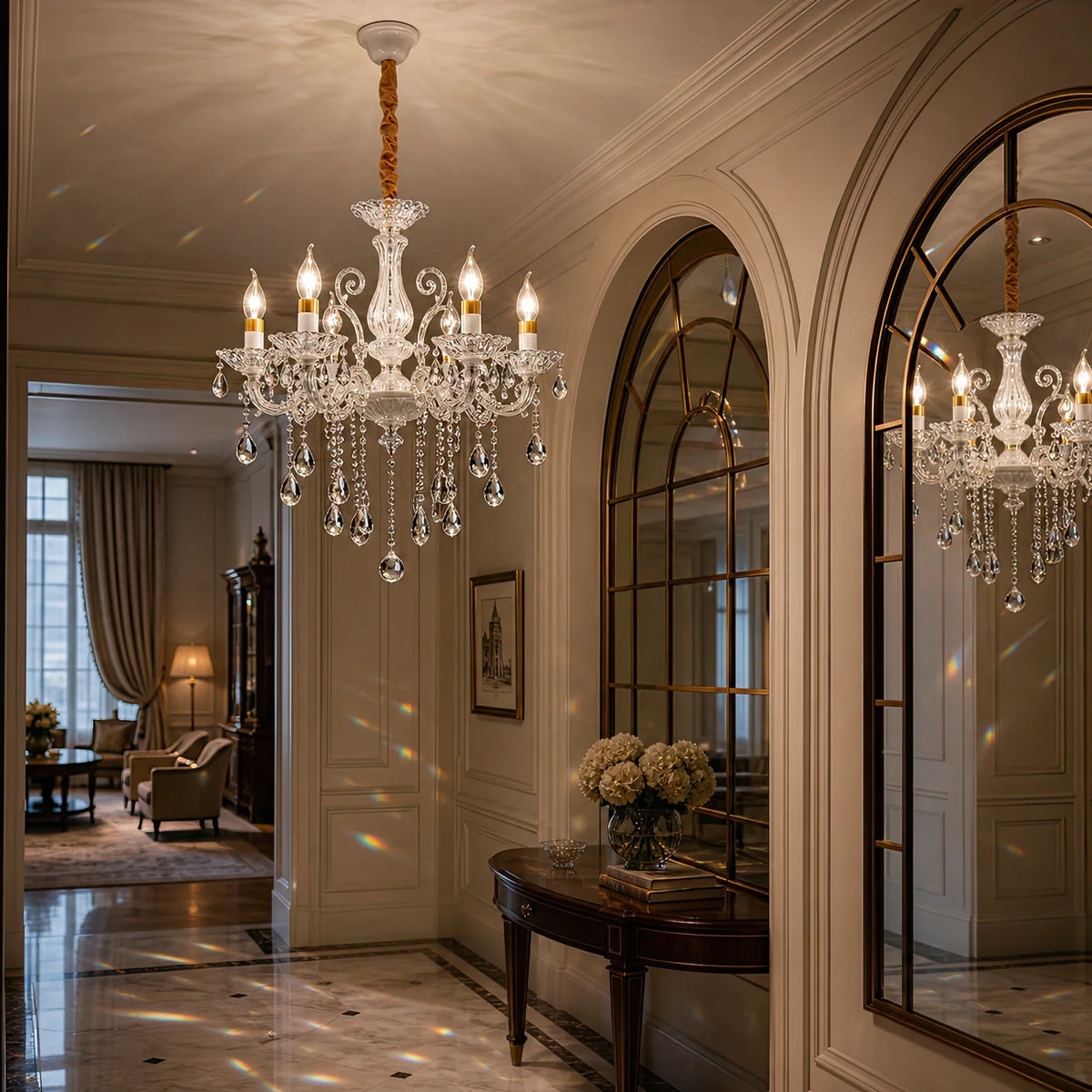 Candelabru SANSSOUCI 6xE14 Cristal si Metal – Design Clasic, Alb Argintiu - 08_CC220-6WH.png