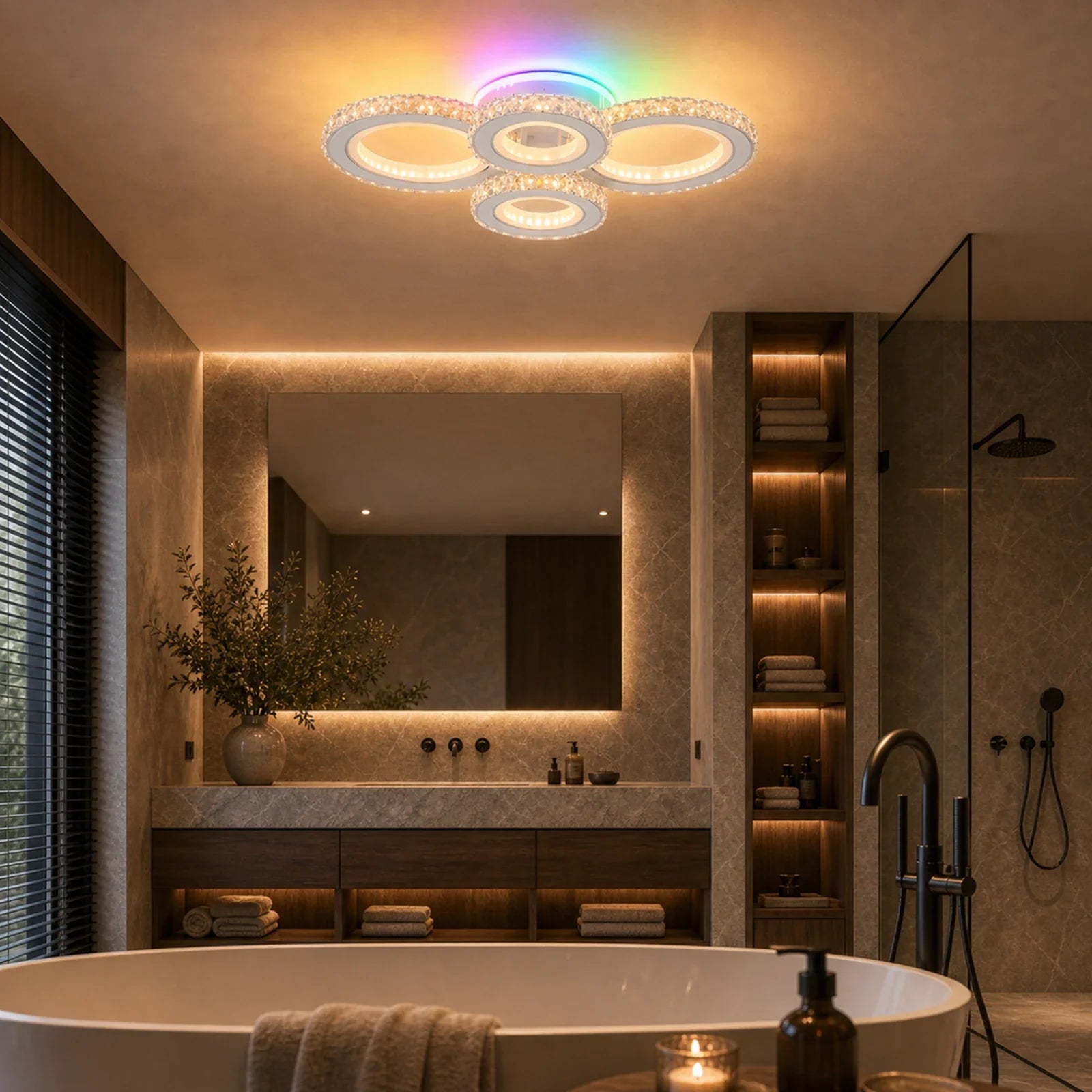 Lustra LED cu telecomanda si cristal NOVA ROTONDA RGB 82W, 4 Cercuri, lumina Rece/Calda/Neutra, Dimabila, Alb - 08_LT073-4WH.png