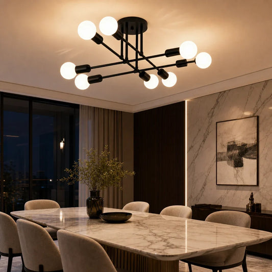 Lustra Clasica Modernist Octa, 8x E27, Negru, Design Modern, Metal, Fara Abajur - 05_LC360-8BK.png