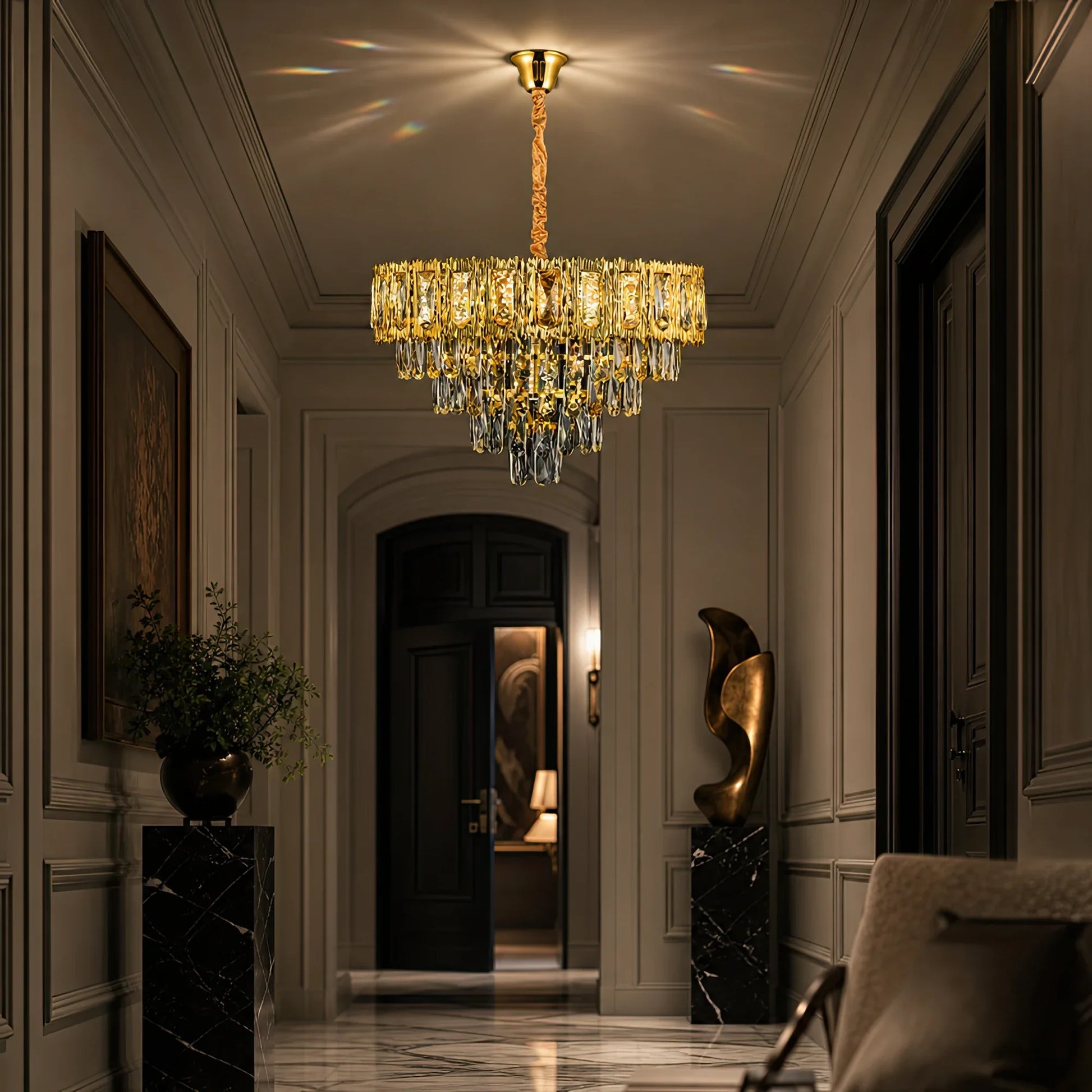 Candelabru Cristal BELVEDERE Eleganza 8xE14, Diametru 50cm, Auriu Lucios, Inaltime Reglabila - 10_CC912-500GD.png
