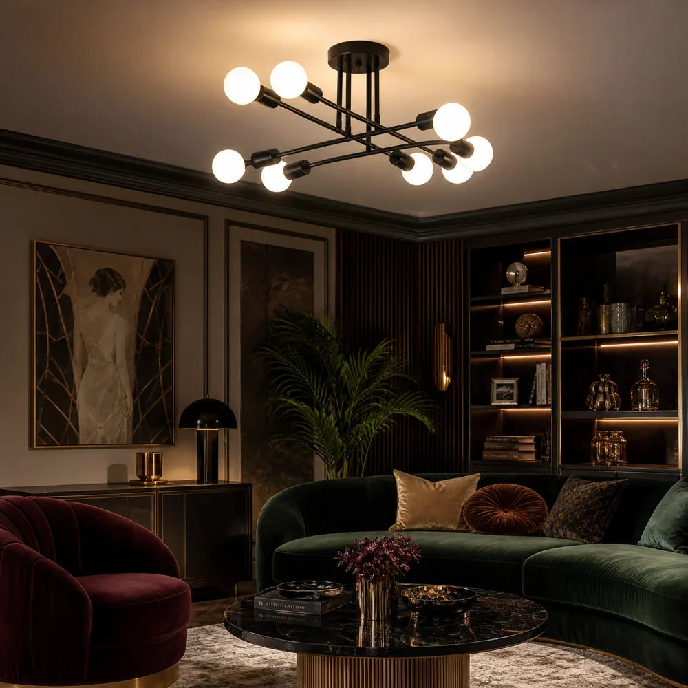 Lustra Clasica Modernist Octa, 8x E27, Negru, Design Modern, Metal, Fara Abajur - 07_LC360-8BK.png