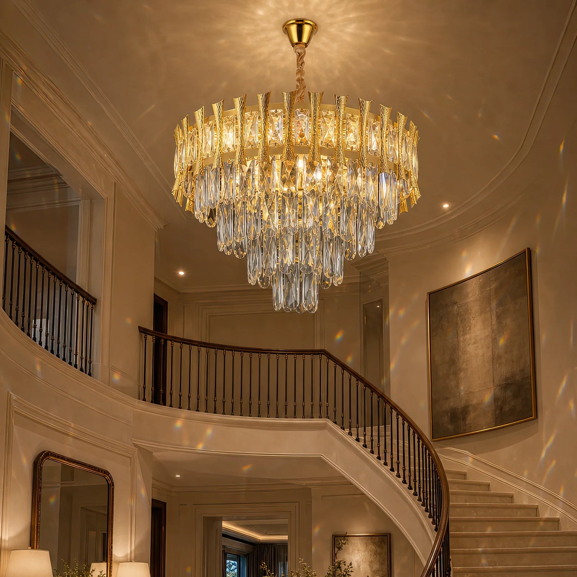Candelabru Cristal HAMPTON Eleganza 8x E14, Diametru 49cm, Auriu Lucios, Inaltime Reglabila - 17_CC8926-500GDT.png