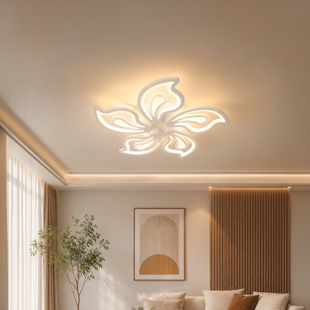 Lustra LED cu telecomanda LILY 86W, 5 Elemente, lumina Rece/Calda/Neutra, Dimabila, Alb Lustre LED cu Telecomanda Default Title Alessandro Design