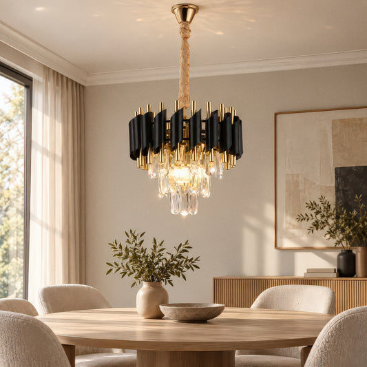 Candelabru VERSAILLES Petito auriu și negru cu cristale, imagine principală