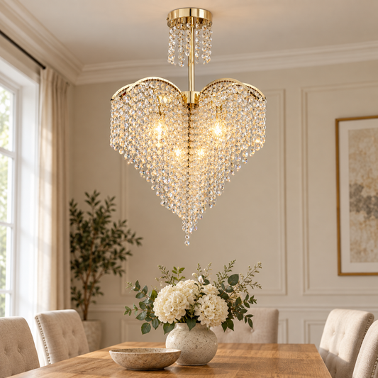 Candelabru Cristal Ander, 4xE14, Diametru 45cm, Auriu
