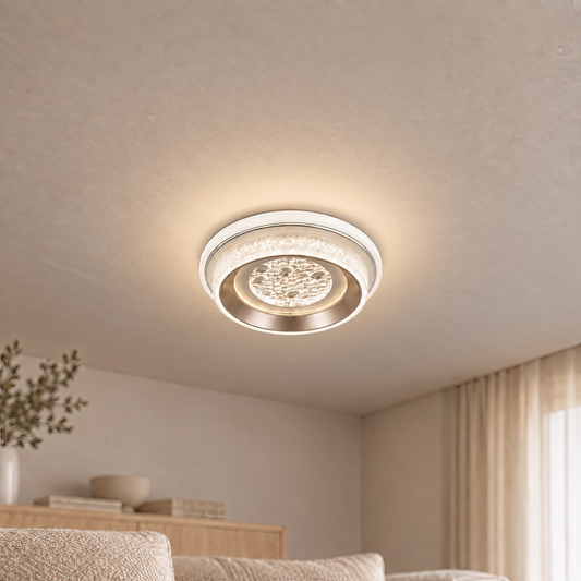 Lustra LED KALESO Petito, 37W, Diametru 24.5cm, Lumina Calda/Neutra/Rece, Alb, Metal si Cristal