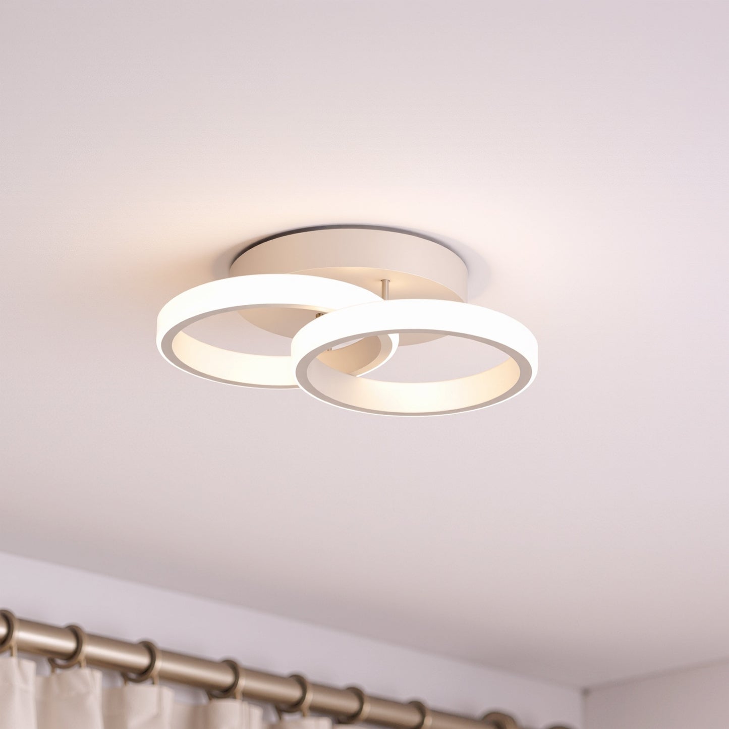 Lustra LED VERTEX CIRCULA 21W, 2 Cercuri, Rame Metalice, lumina Rece/Calda/Neutra, Alb