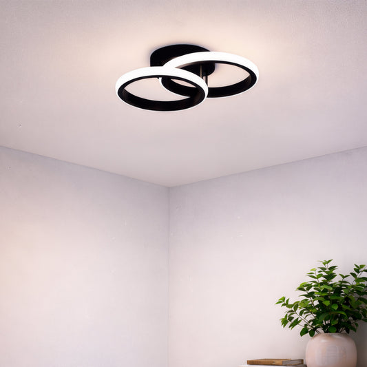 Lustra LED VERTEX CIRCULA 21W, 2 Cercuri, Rame Metalice, lLumina Rece/Calda/Neutra 3000K/4000K/6000K, Negru, Metal