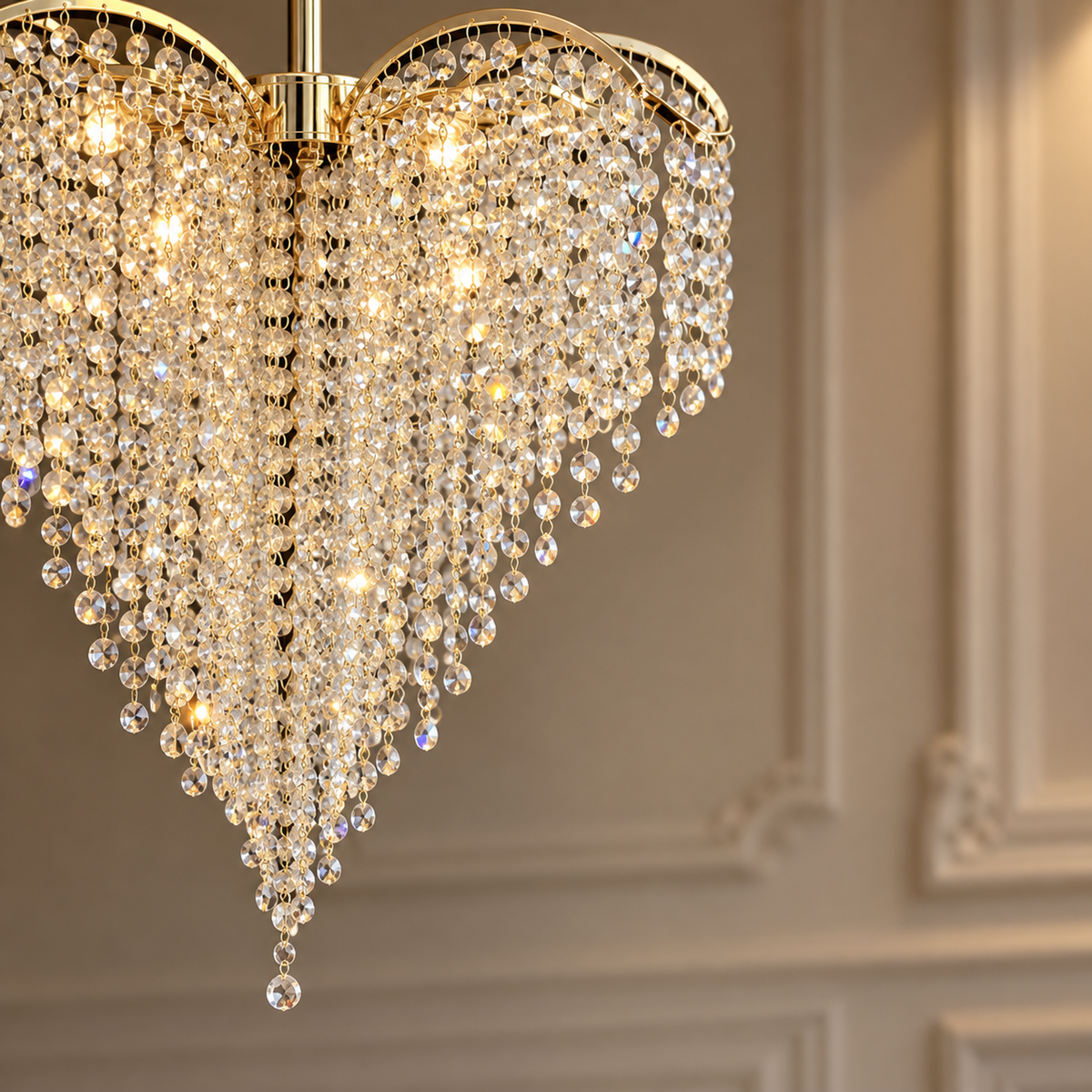 Candelabru Cristal Ander, 4xE14, Diametru 45cm, Auriu