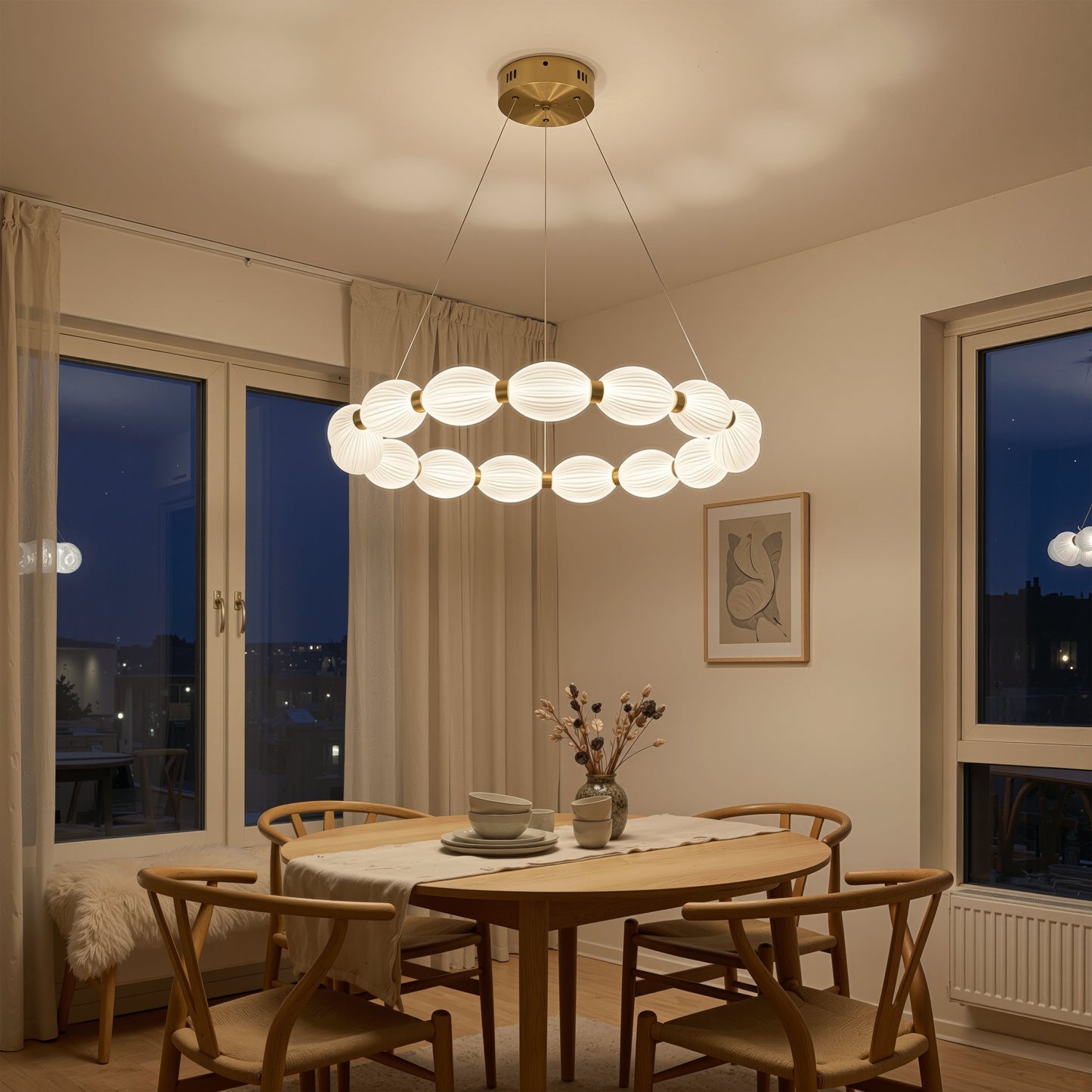 Lustra LED suspendata  FAUSTO II, 42W, lumina Rece/Calda/Neutra, Inaltime Reglabila, Auriu