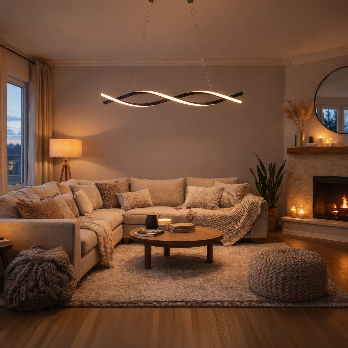 Lustra LED Suspendata cu Telecomanda, FLUX, 27W, 116cm, Lumina Rece/Calda/Neutra 3000K/4000K/6000K, Dimabila, Negru, Inaltime Reglabila, Metal si Silicon