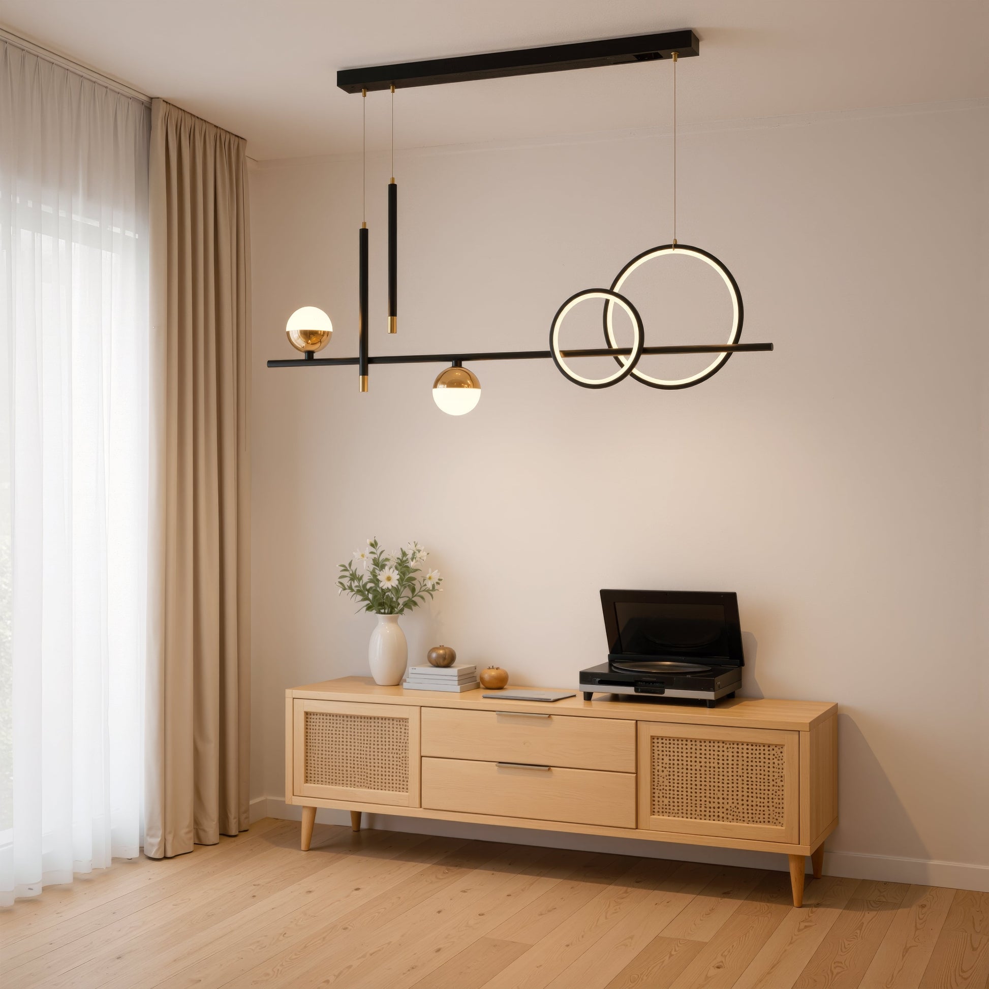 Lustra LED suspendata cu telecomanda DAMARA 44W, lumina Rece/Calda/Neutra, Dimabila, Negru, Inaltime Reglabila Lustre LED cu Telecomanda Default Title Alessandro Design