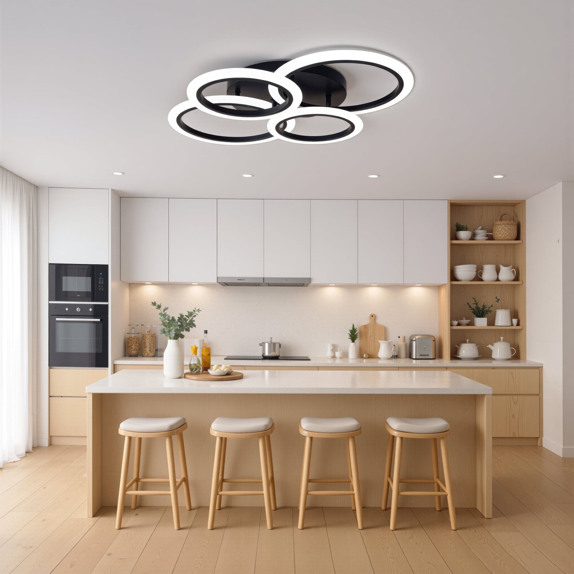 Lustra LED cu telecomanda BETTY 43W, 4 Cercuri, lumina Rece/Calda/Neutra, Dimabila, Negru Lustre LED cu Telecomanda Default Title Alessandro Design