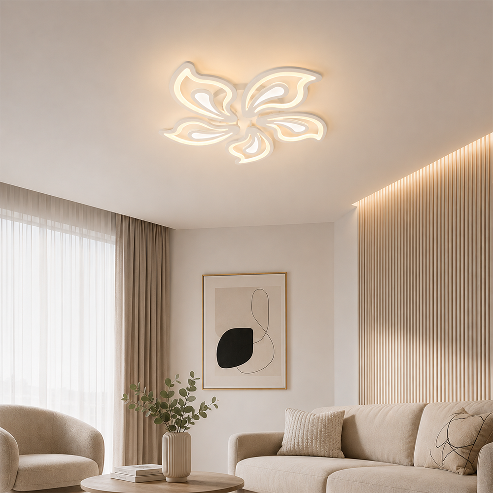 Lustra LED cu telecomanda LILY 86W, 5 Elemente, lumina Rece/Calda/Neutra, Dimabila, Alb Lustre LED cu Telecomanda Default Title Alessandro Design