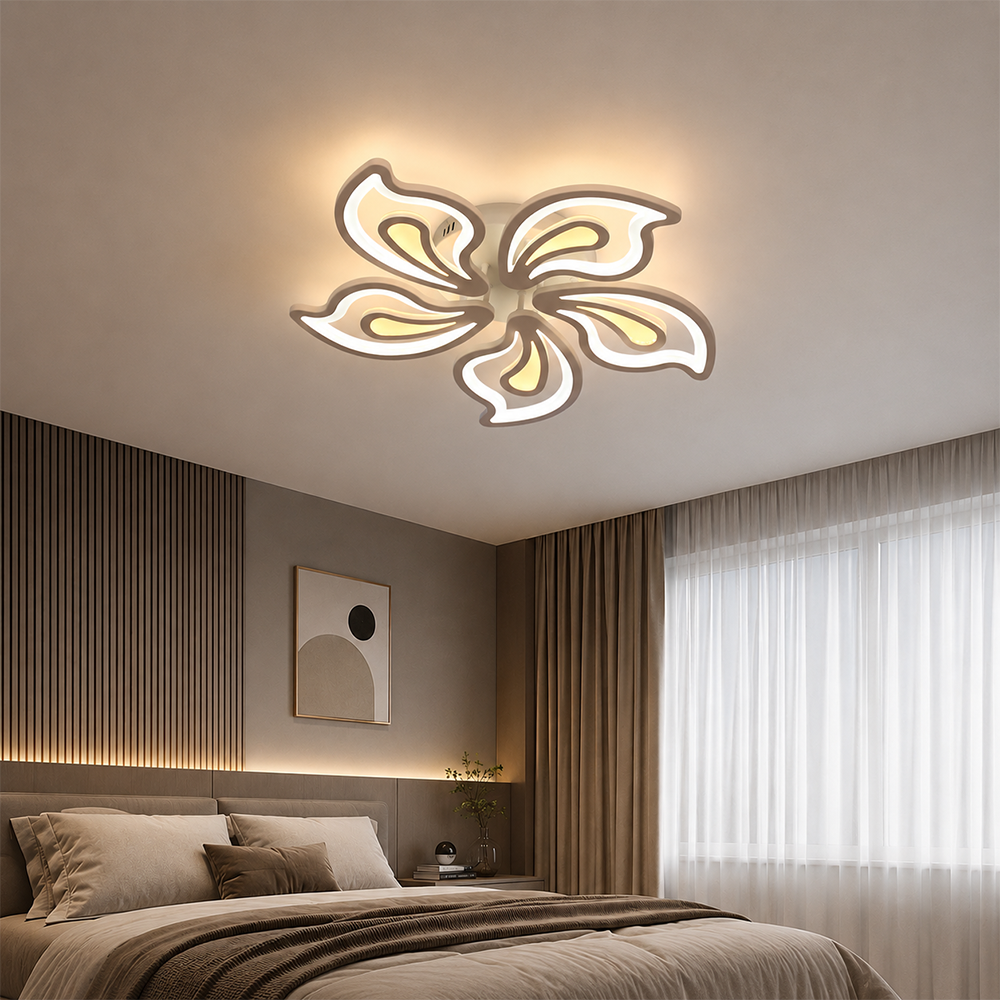 Lustra LED cu telecomanda LILY 86W, 5 Elemente, lumina Rece/Calda/Neutra, Dimabila, Alb Lustre LED cu Telecomanda Default Title Alessandro Design
