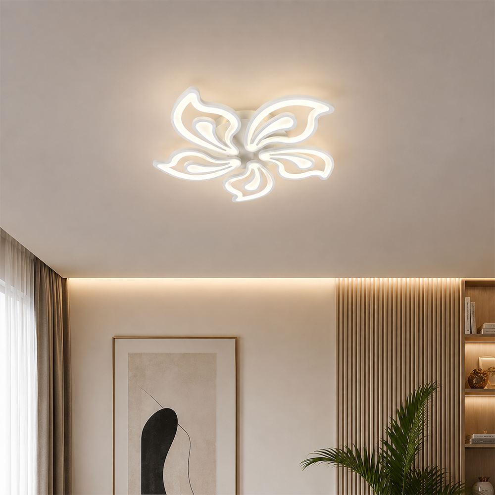 Lustra LED cu telecomanda LILY 86W, 5 Elemente, lumina Rece/Calda/Neutra, Dimabila, Alb Lustre LED cu Telecomanda Default Title Alessandro Design