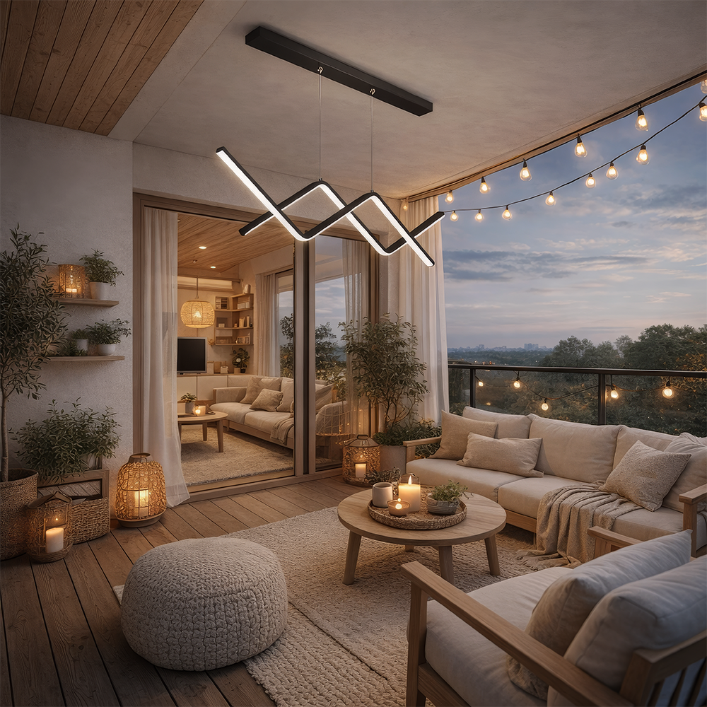 Lustra LED suspendata cu telecomanda ZIGZAG 27W, lumina Rece/Calda/Neutra, Dimabila, Negru, Inaltime Reglabila