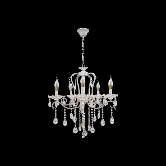 Candelabru 5*E14, Alb, Metal si Cristal 5702/5 - LEDS