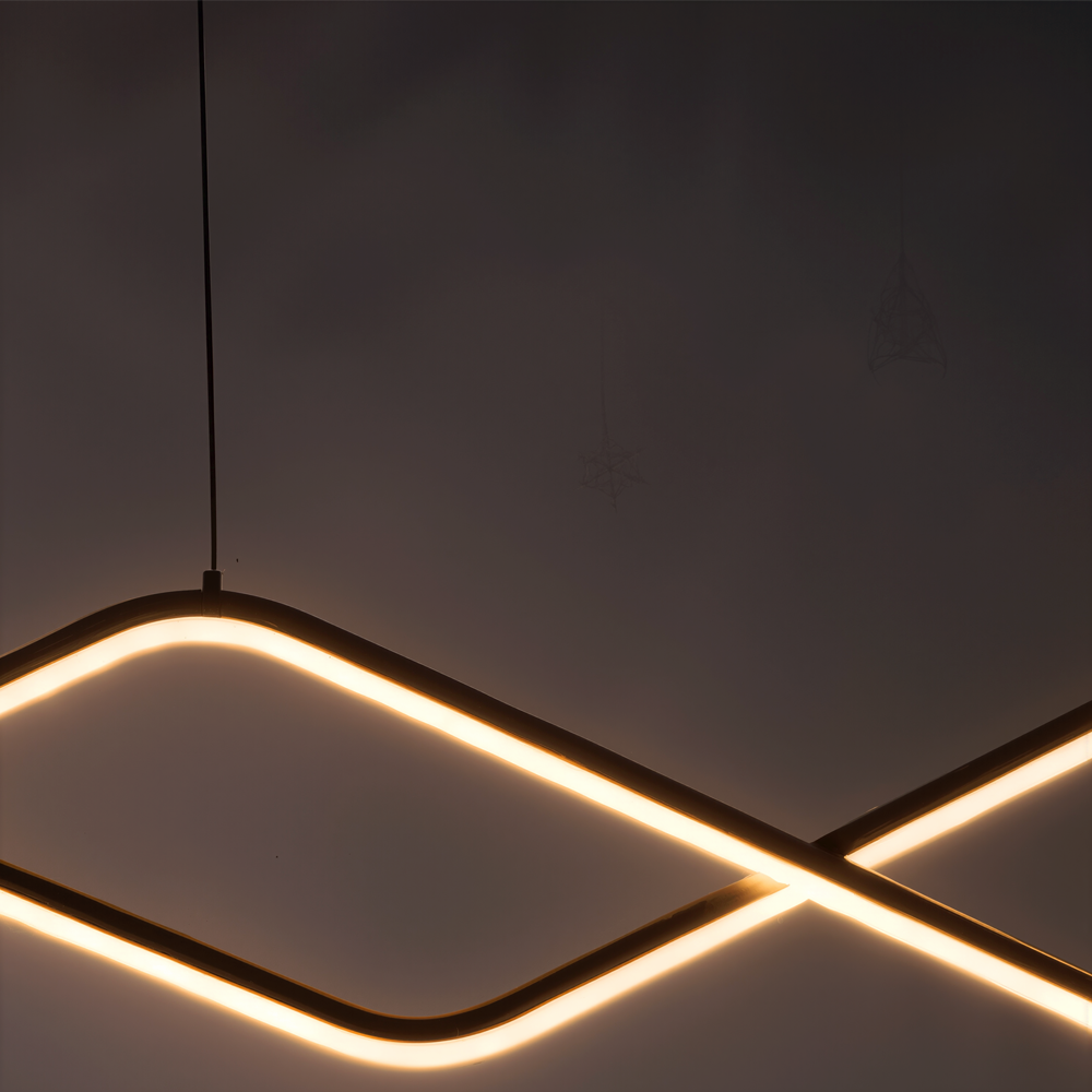 Lustra LED suspendata cu telecomanda ZIGZAG 27W, lumina Rece/Calda/Neutra, Dimabila, Negru, Inaltime Reglabila