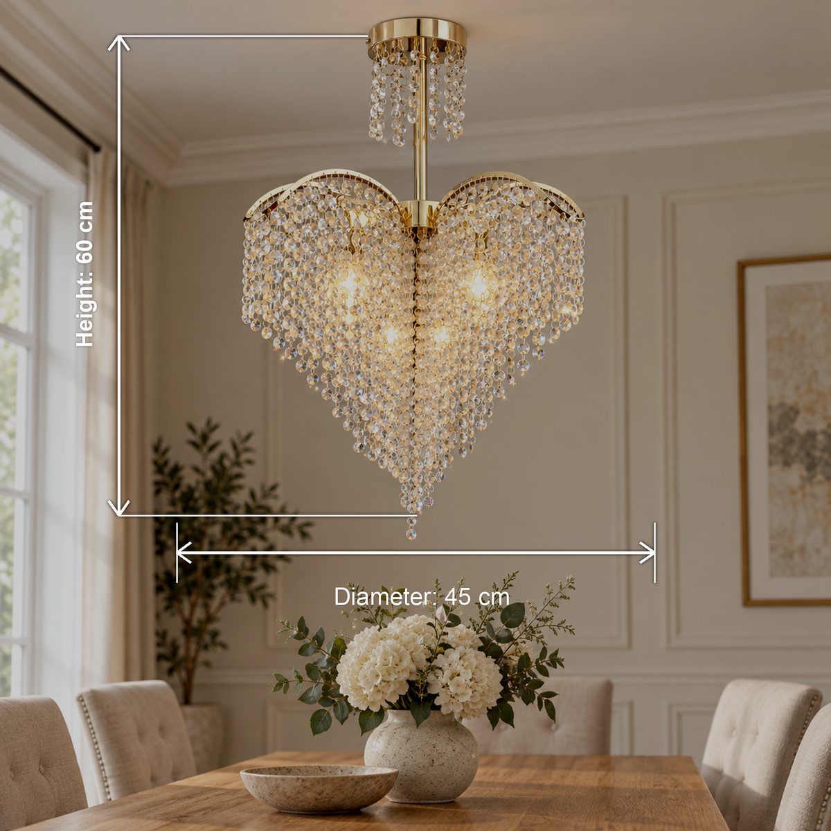 Candelabru Cristal Ander, 4xE14, Diametru 45cm, Auriu