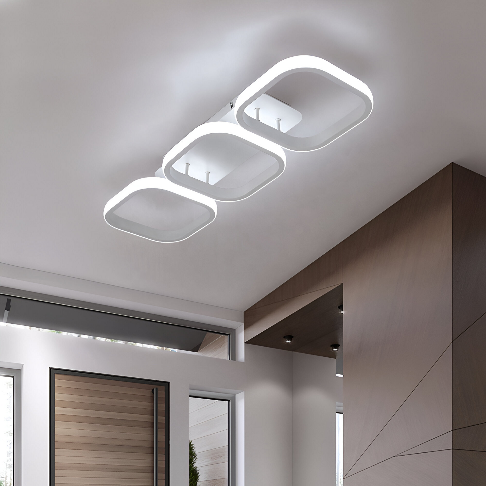 Lustra LED VERTEX 34W, 3 Patrate, Liniara, lumina Rece/Calda/Neutra, Alb Lustre LED Default Title Alessandro Design