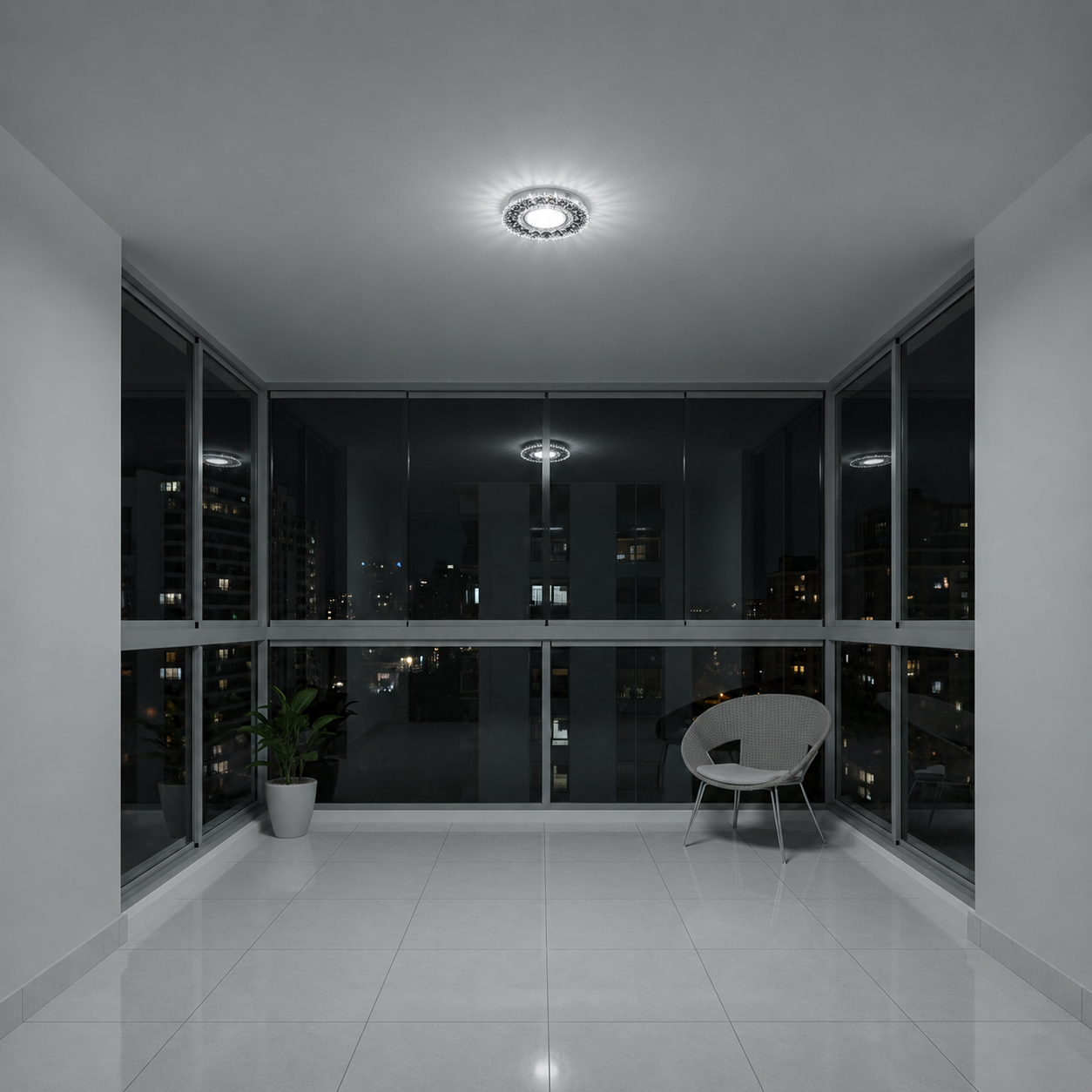 Spot LED ORBITA, 5W, Rotund, Lumina Rece + RGB, Alb, Rasina si Sticla