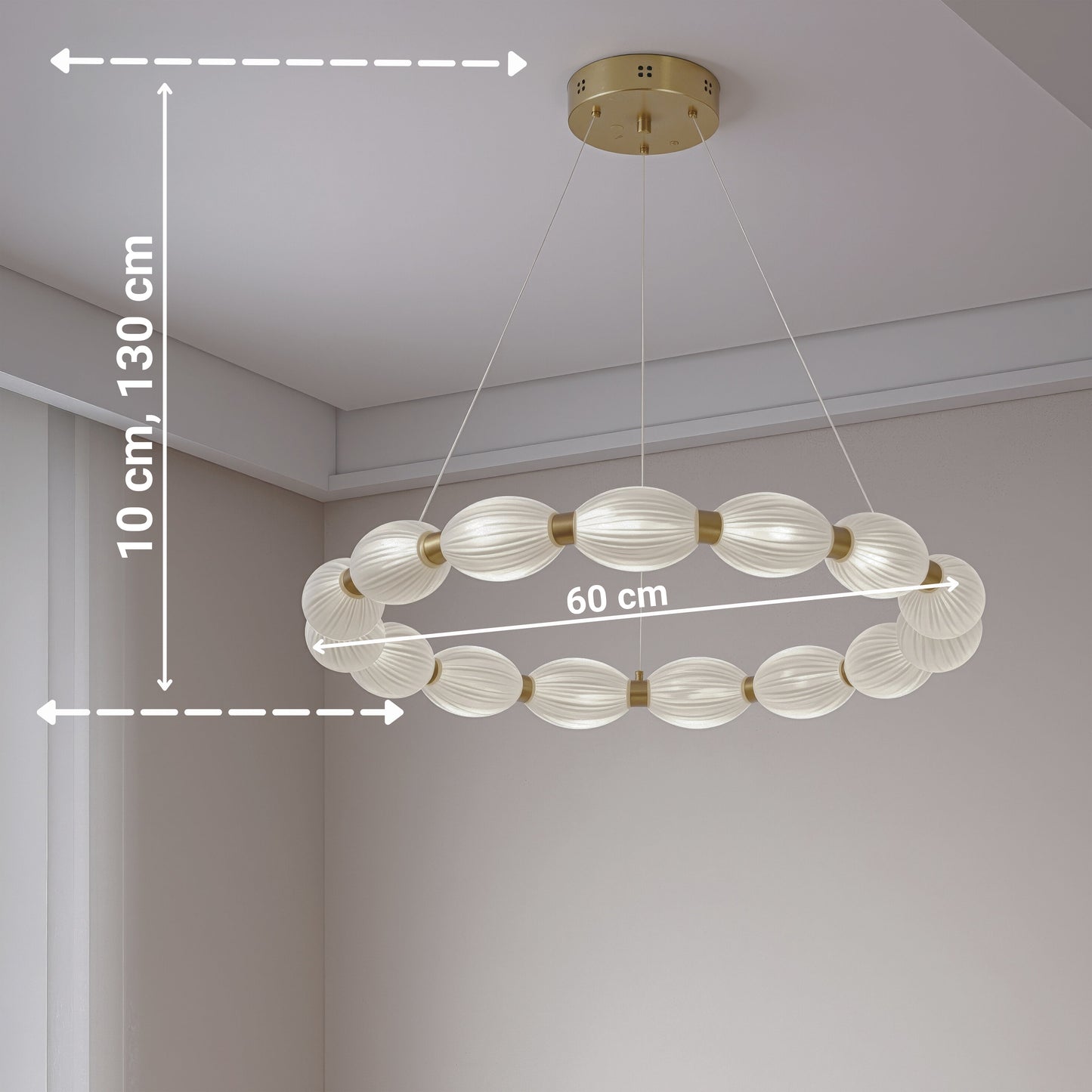 Lustra LED suspendata  FAUSTO II, 42W, lumina Rece/Calda/Neutra, Inaltime Reglabila, Auriu