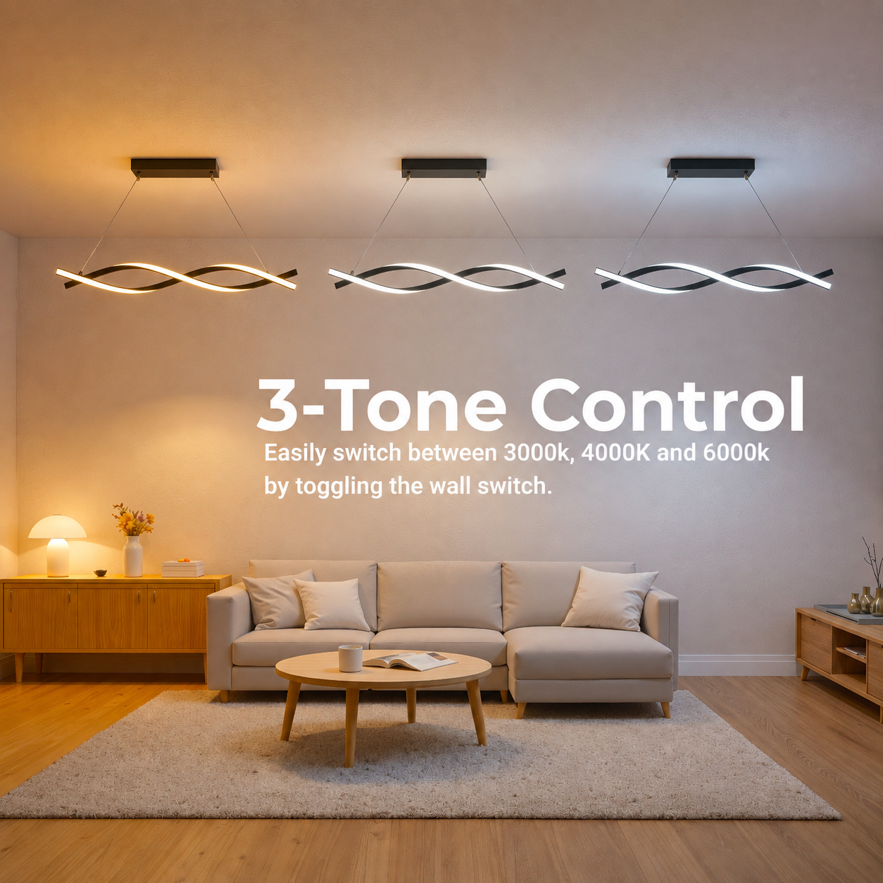 Lustra LED Suspendata cu Telecomanda, FLUX, 27W, 97cm, Lumina Rece/Calda/Neutra 3000K/4000K/6000K, Dimabila, Negru, Inaltime Reglabila, Metal si Silicon