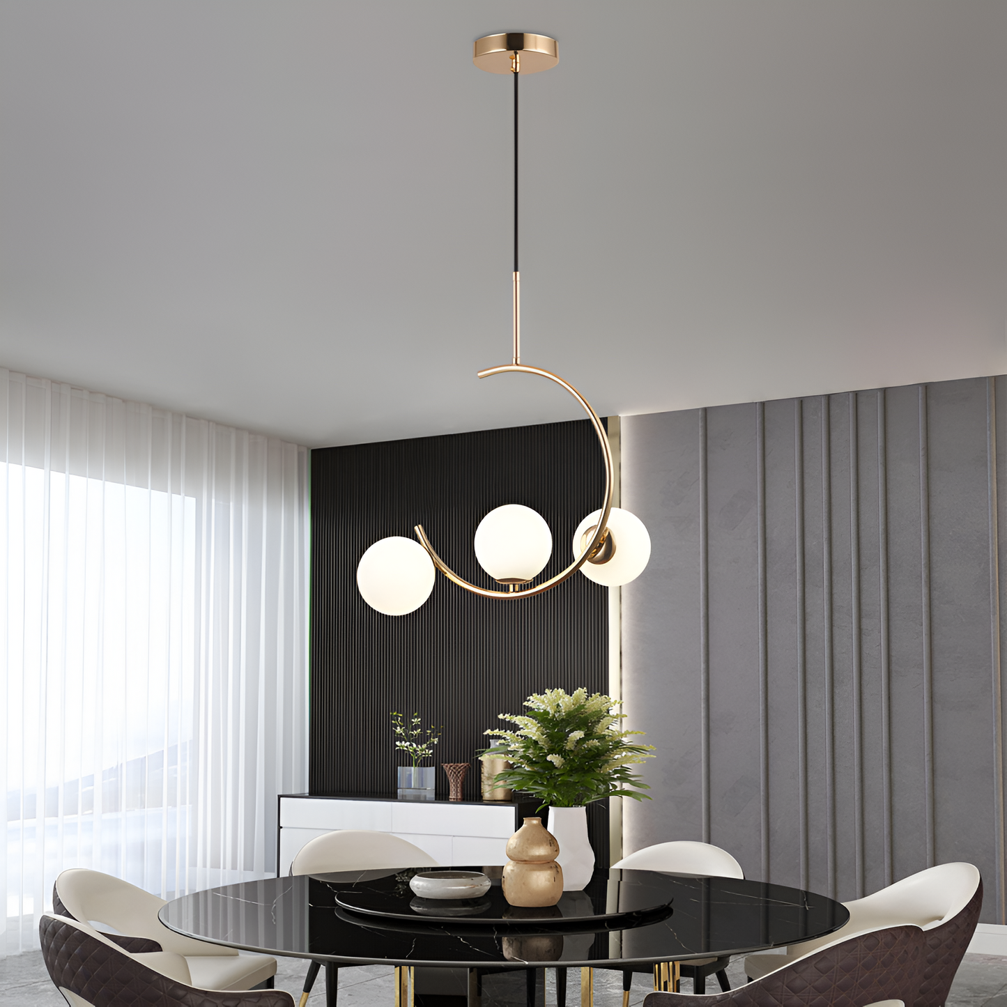 Lustra LOFT Atrium, 3x G9, Alb Auriu, Metal, Inaltime Reglabila Lustre Moderne Default Title Alessandro Design