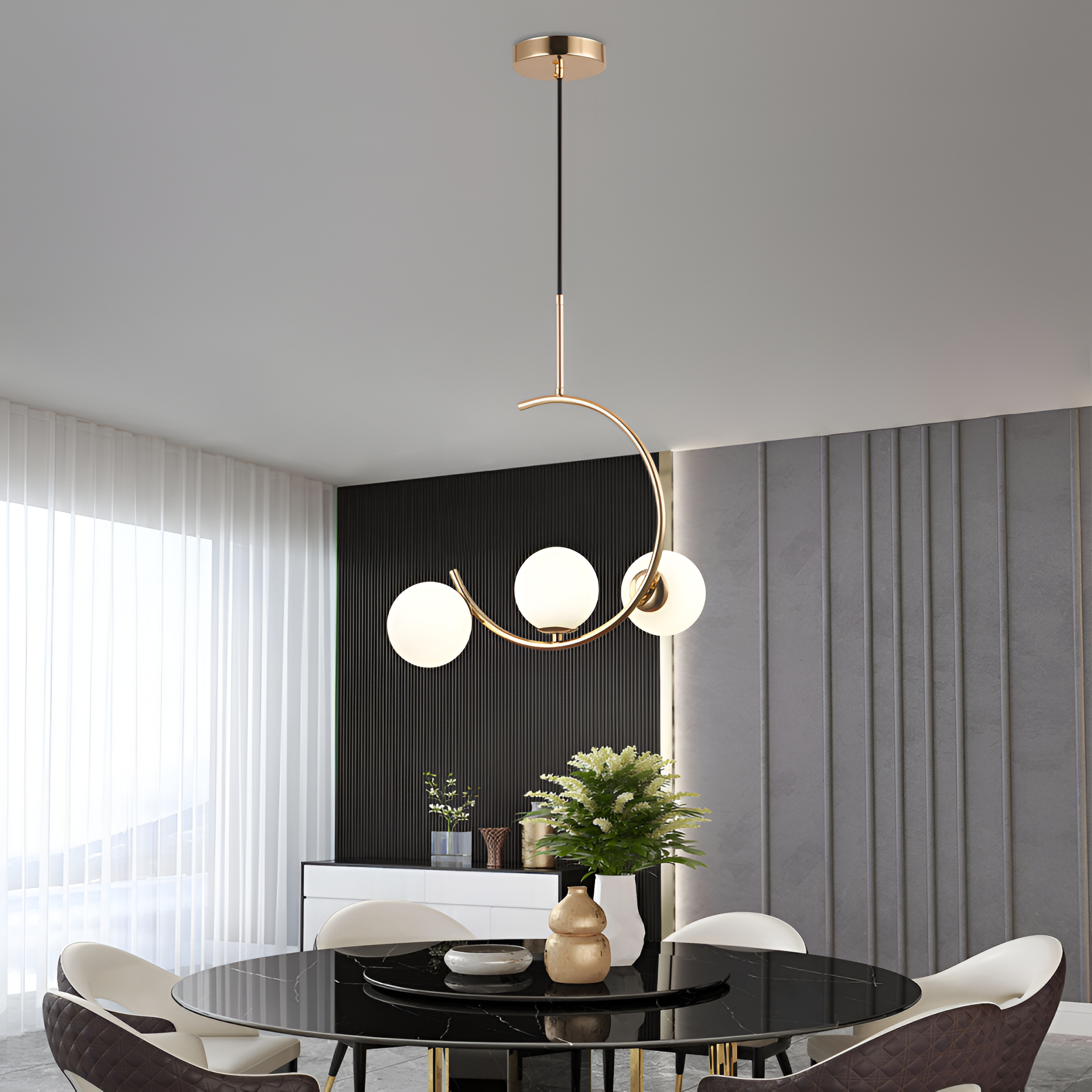 Lustra LOFT Atrium, 3x G9, Alb Auriu, Metal, Inaltime Reglabila Lustre Moderne Default Title Alessandro Design