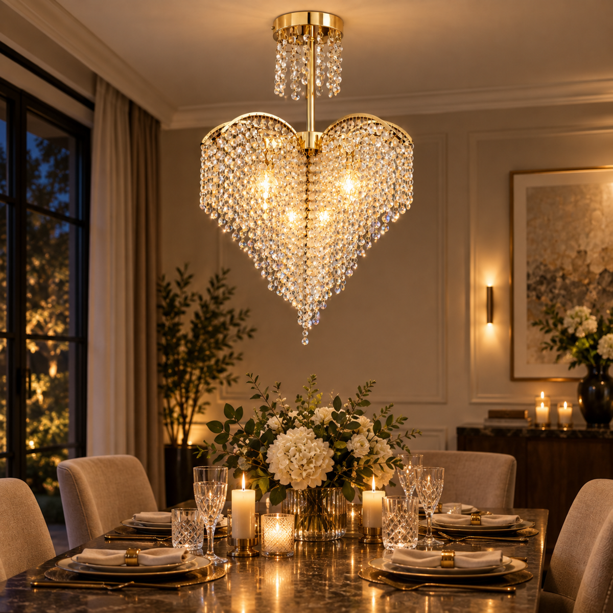 Candelabru Cristal Ander, 4xE14, Diametru 45cm, Auriu