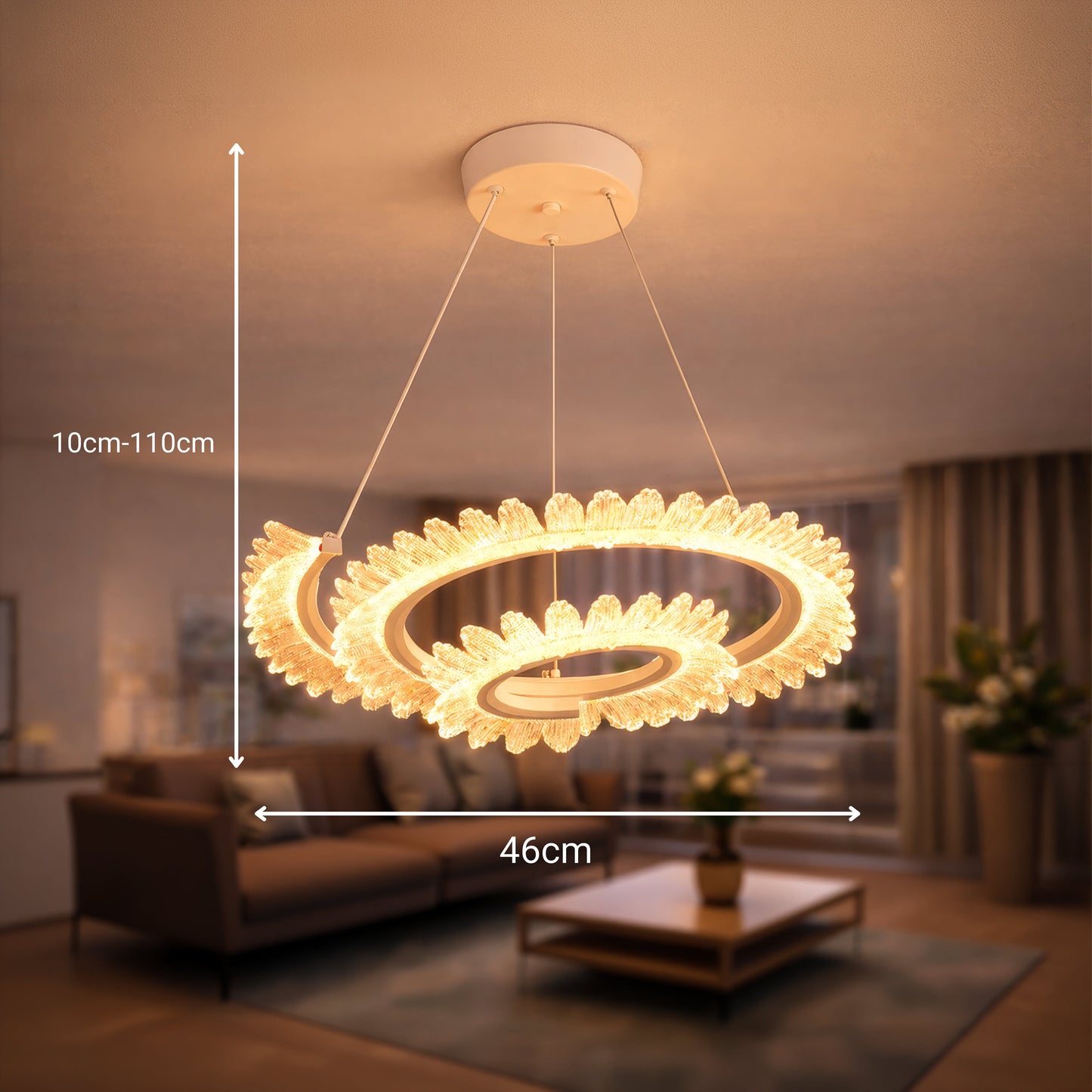Lustra LED cu Telecomanda LT188WH, Cristal si Metal, 40W, Dimabila, Inaltime Reglabila, Lumina Rece/Calda/Neutra, Iluminat Luxos Lustre LED cu Telecomanda Default Title Alessandro Design