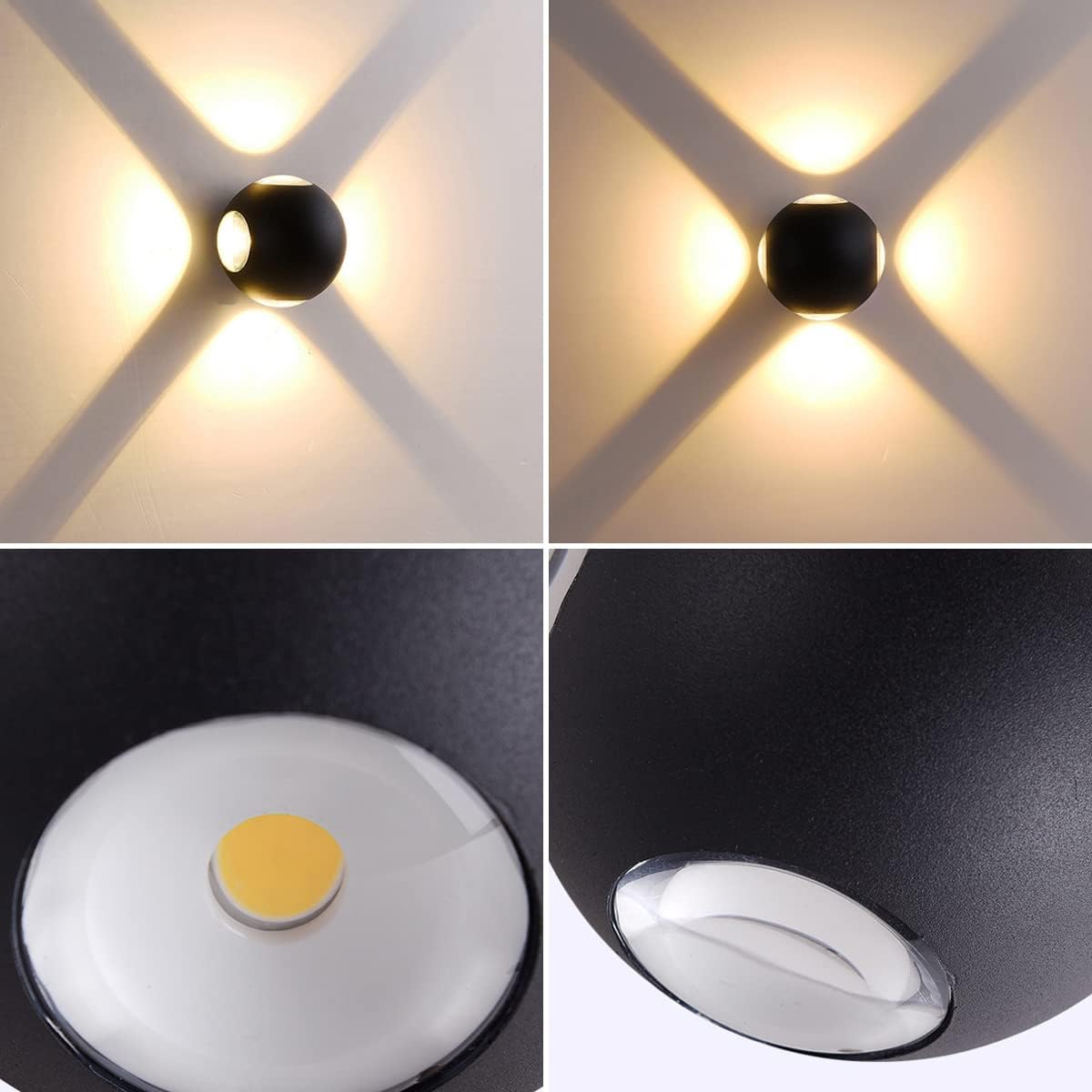 Aplica LED AX240, Exterior, 4 Surse, 4W, Negru, 3000K