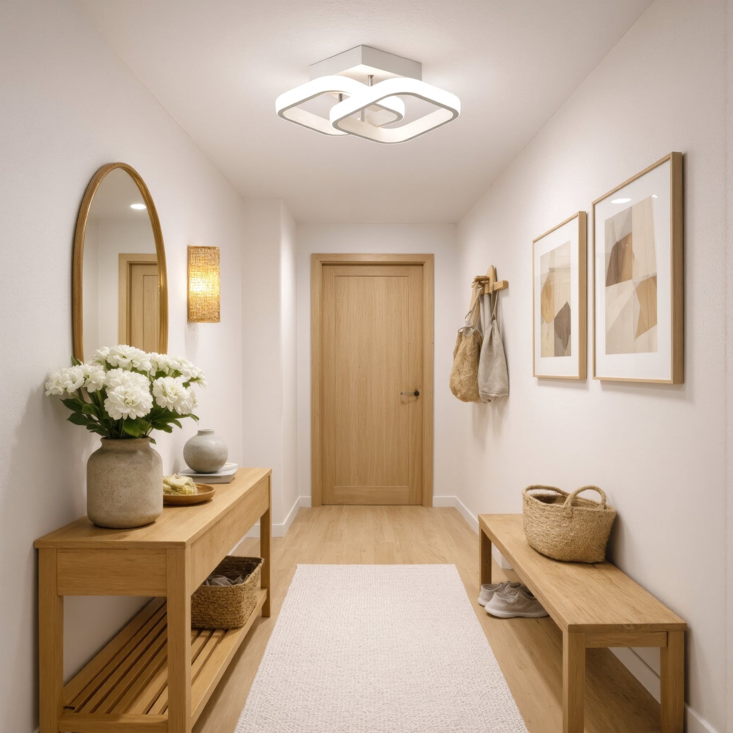 Lustra LED VERTEX Matrix, Romburi Suprapuse, Rame Metalice, 24W, 2 Romburi, Lumina Rece/Calda/Neutra 3000K/4000K/6000K, Alb