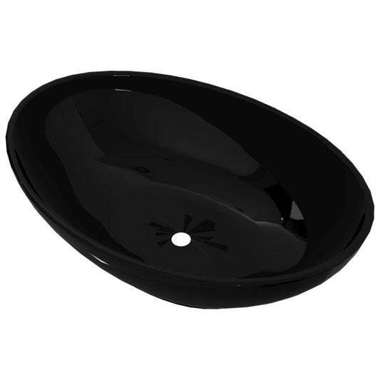 Chiuveta ovala, negru, 40 x 33 cm, ceramica de lux