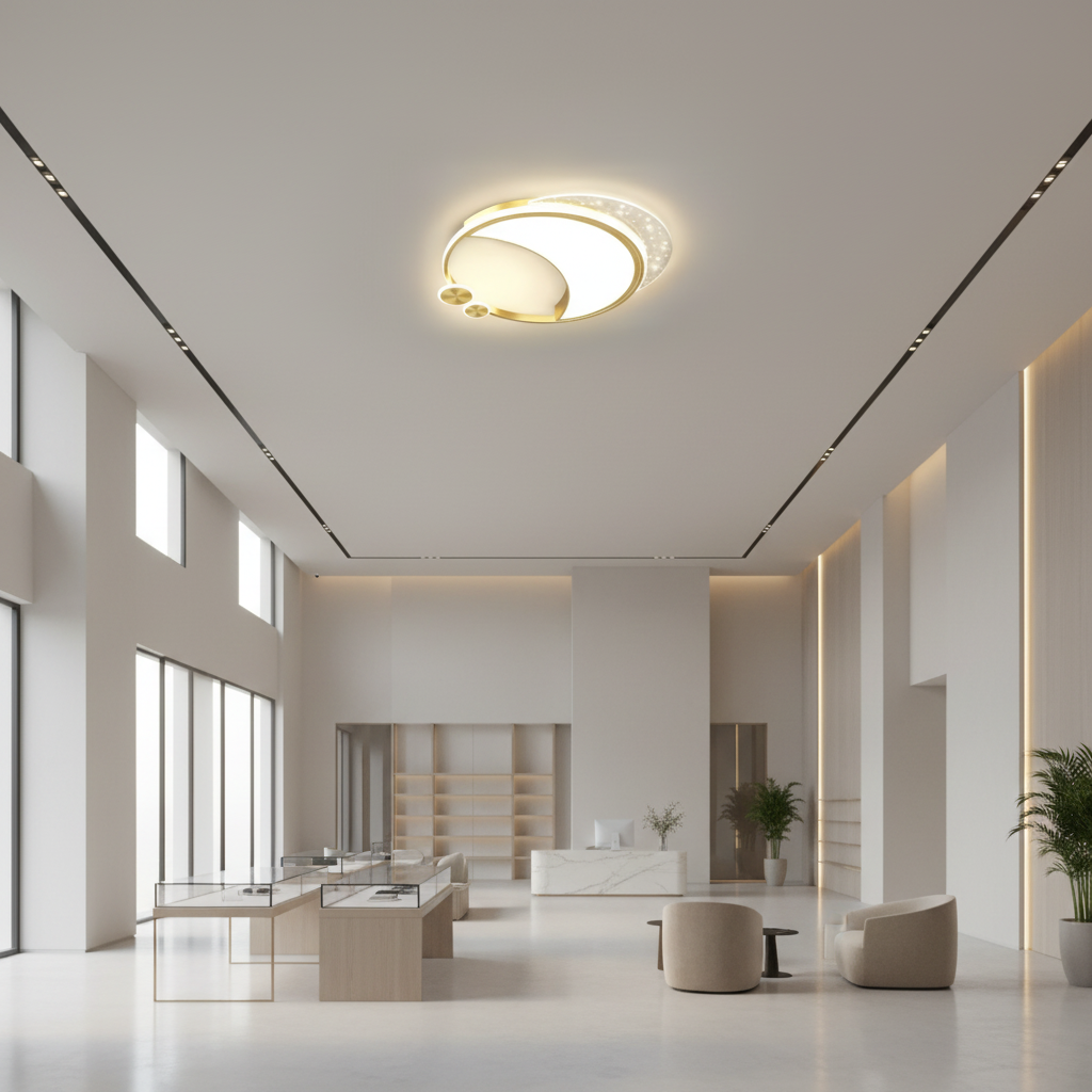 Lustră LED Marco cu Telecomandă, 76W, Dimabilă, Auriu, Metal, Acril și Sticlă, 3000K/4000K/6000K