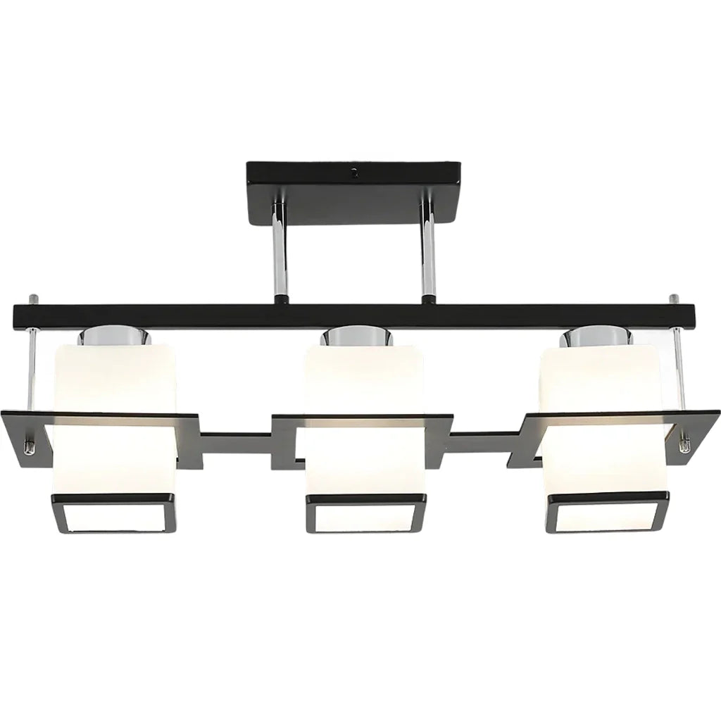 Lustra Clasica Aramis cu Lemn Abajur Patrat 3x E27 Gri Negru Lustre Clasice Default Title Alessandro Design